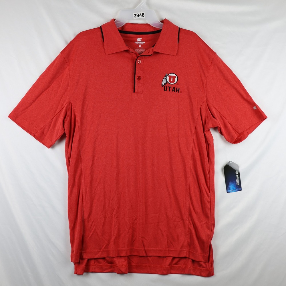 Utah Utes Shirt Mens Large Red NCAA‎ Basketball Polo Lightweight Collared